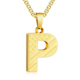 14K Gold Plated American Flag Initial Pendant Necklace for Men
