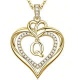 14K Gold Plated Initial Double Heart Pendant Necklace Anniversary Birthday Gifts for Women