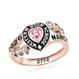 Sterling Silver Personalized Birthstone Engraved Class Rings for Women, College Senior High School Ring