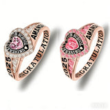Sterling Silver Personalized Birthstone Engraved Class Rings for Women, College Senior High School Ring