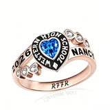 Sterling Silver Personalized Birthstone Engraved Class Rings for Women, College Senior High School Ring