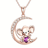 Sterling Silver Birthstone Elephant Pendant Necklace