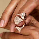925 Sterling Silver Birth Flower Ring Vintage Flower Signet Ring Mother's Day Gift