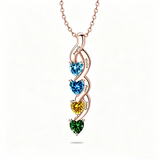 Copper Sterling Silver Personalized 1-6 Simulated Birthstones Mother's Name Heart Pendant Necklace