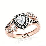 Sterling Silver Personalized Birthstone Engraved Class Rings for Women, College Senior High School Ring