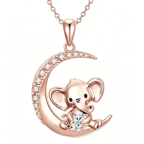 Sterling Silver Birthstone Elephant Pendant Necklace