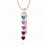 Copper Sterling Silver Personalized 1-6 Simulated Birthstones Mother's Name Heart Pendant Necklace