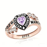 Sterling Silver Personalized Birthstone Engraved Class Rings for Women, College Senior High School Ring