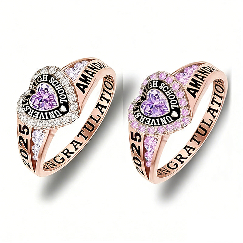Sterling Silver Personalized Birthstone Engraved Class Rings for Women ...
