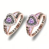 Sterling Silver Personalized Birthstone Engraved Class Rings for Women, College Senior High School Ring