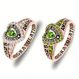 Sterling Silver Personalized Birthstone Engraved Class Rings for Women, College Senior High School Ring