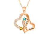 10K 14K 18K Gold Personalized  Birthstone Name Heart Pendant Necklace