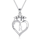 925 Sterling Silver Heart Initial Letter Necklace Class of 2024 Gifts High School Senior College Graduation Gifts