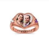 10K 14K 18K Gold Heart Personalized Photo&Engraved Ring