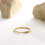 14K Solid Gold Baguette Birthstone Ring