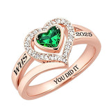 Sterling Silver Personalized Text Birthstone Class Ring Gift for Her
