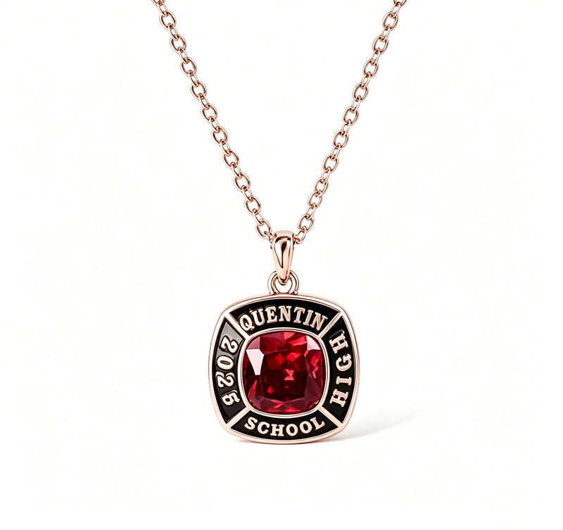 Copper Sterling Silver Custom Birthstone Engraved Graduation Necklace for Class of 2026