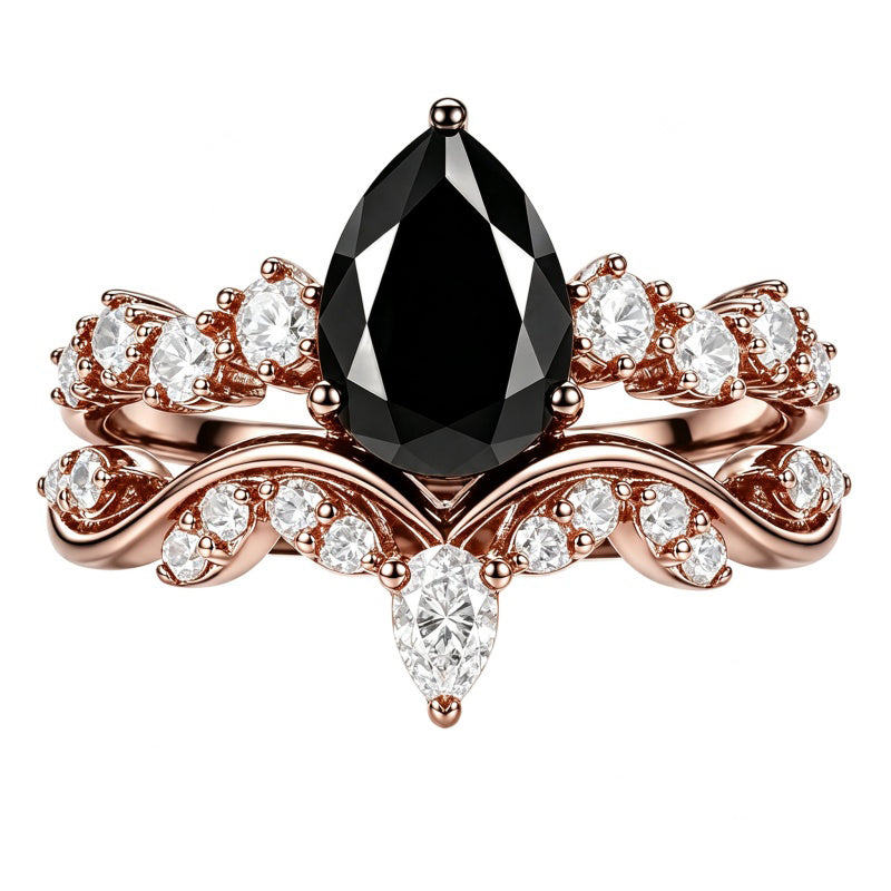 Sterling Silver 10K  14K  18K Gold 1CT-4CT Black Onyx Engagement Ring Gothic Wedding Promise Ring