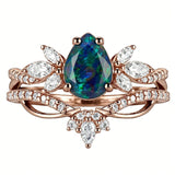 Sterling Silver 10K  14K  18K  Gold Personalized Engraved Black Opal Engagement Wedding Promise Ring for Her