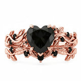 Sterling Silver 10K  14K  18K Gold 1CT-4CT Black Onyx Engagement Ring Gothic Wedding Promise Ring
