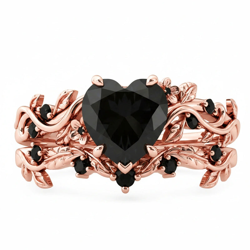Sterling Silver 10K  14K  18K Gold 1CT-4CT Black Onyx Engagement Ring Gothic Wedding Promise Ring