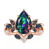 Sterling Silver 10K  14K  18K  Gold Personalized Engraved Black Opal Engagement Wedding Promise Ring for Her
