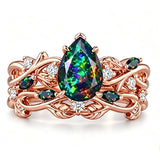 Sterling Silver 10K  14K  18K  Gold Personalized Engraved Black Opal Engagement Wedding Promise Ring for Her