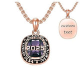 Sterling Silver Personalized Text and Birthstone Class Pendant Necklace Graduation Gift