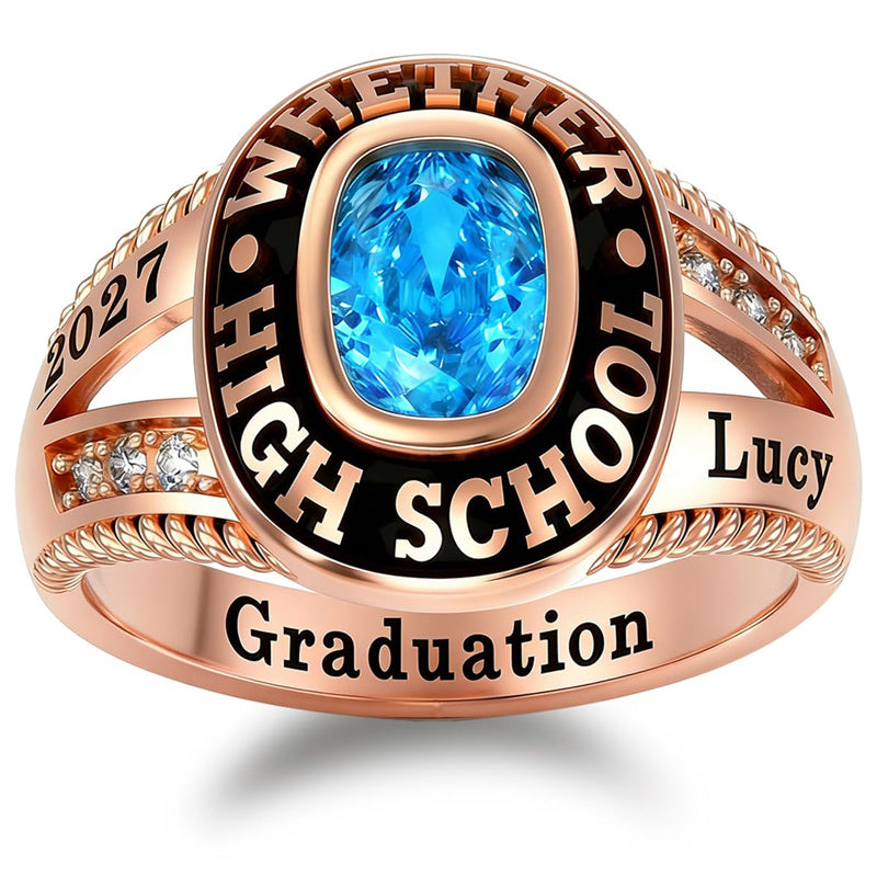 Sterling Silver Personalized Birthstone 2026 High School College Graduation Class Ring