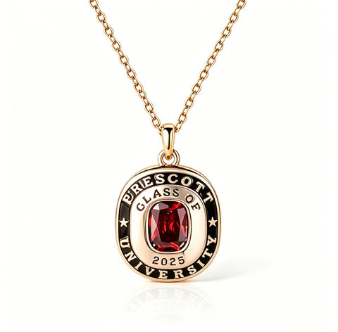 Copper Sterling Silver Custom Birthstone Engraved Class Graduation Necklace