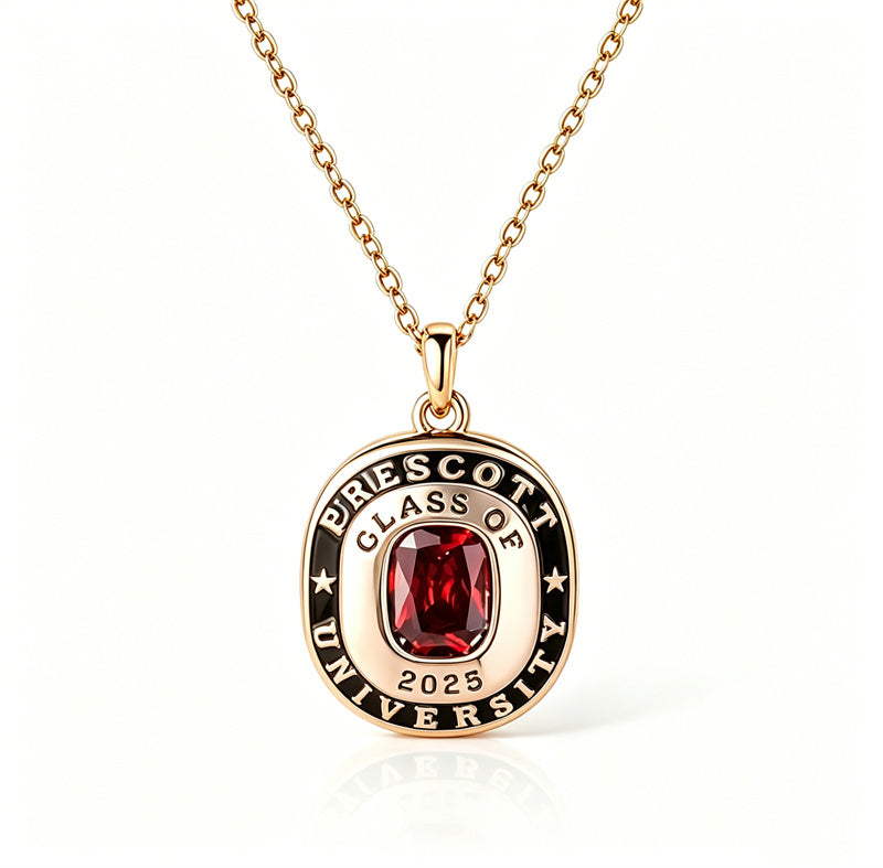 Copper Sterling Silver Custom Birthstone Engraved Class Graduation Necklace