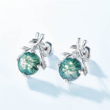 925 Sterling Silver Stud Earrings for Women Natural Moss Agate Unique Romantic Wedding Gift Fine Jewelry Healing Gems