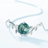 925 Sterling Sliver Necklace for Women Natural 8*8mm Green Moss Agate Unique Healing Gemstone Wedding Jewelry Gifts