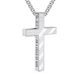 14K Gold Plated Bible Verse American Flag Cross Necklac for Men
