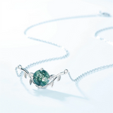 925 Sterling Sliver Necklace for Women Natural 8*8mm Green Moss Agate Unique Healing Gemstone Wedding Jewelry Gifts