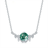 925 Sterling Sliver Necklace for Women Natural 8*8mm Green Moss Agate Unique Healing Gemstone Wedding Jewelry Gifts