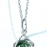 925 Sterling Sliver Pendant Necklace for Women Natural 8*8mm Green Moss Agate Unique Healing Stone Wedding Jewelry Gift