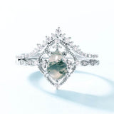 Natural 5*7mm Oval Green Moss Agate Rings 925 Sterling Silver For Women Unique Gemstone Wedding Bridal Fine Jewelry Gift