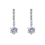 925 Sterling Silver Elegant Moissanite Drop Earrings With Symmetrical Design And Graduated Stones