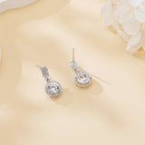 925 Sterling Silver Elegant Moissanite Drop Earrings With Sparkling Cubic Zirconia In Silver Plated Setting