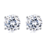 925 Sterling Silver Elegant Brilliance: Classic Round Cut Moissanites In Four-prong Setting