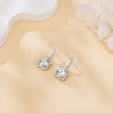 925 Sterling Silver Elegant Moissanite Halo Stud Earrings In Plated with White Gold