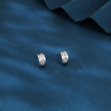 925 Sterling Silver Elegant Three-stone Moissanite Hoop Earrings In Plated with White Gold