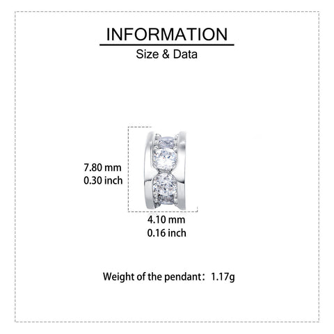 925 Sterling Silver Elegant Three-stone Moissanite Hoop Earrings In Plated with White Gold