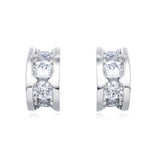 925 Sterling Silver Elegant Three-stone Moissanite Hoop Earrings In Plated with White Gold