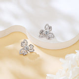925 Sterling Silver Elegant Four-leaf Clover Moissanite Earrings