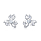 925 Sterling Silver Elegant Four-leaf Clover Moissanite Earrings