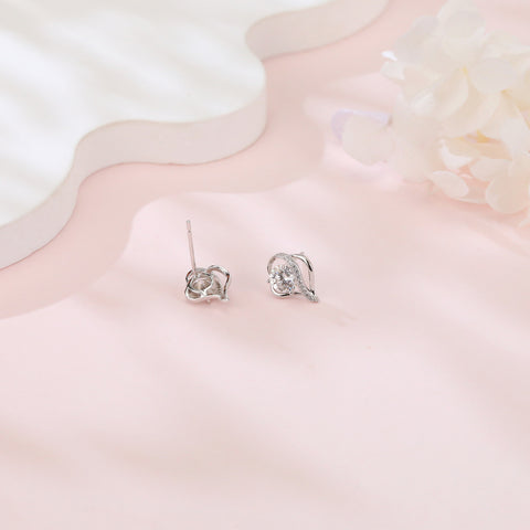 925 Sterling Silver Elegant Heart-shaped Moissanite Earrings In Plated with White Gold