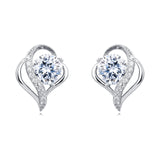 925 Sterling Silver Elegant Heart-shaped Moissanite Earrings In Plated with White Gold