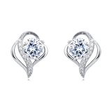 925 Sterling Silver Elegant Heart-shaped Moissanite Earrings In Plated with White Gold
